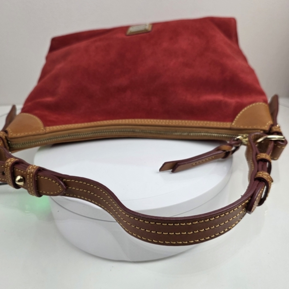 Dooney & Bourke Red Suede Hobo Shoulder Bag‎ Leather Tan Purse Classic - Picture 16 of 16
